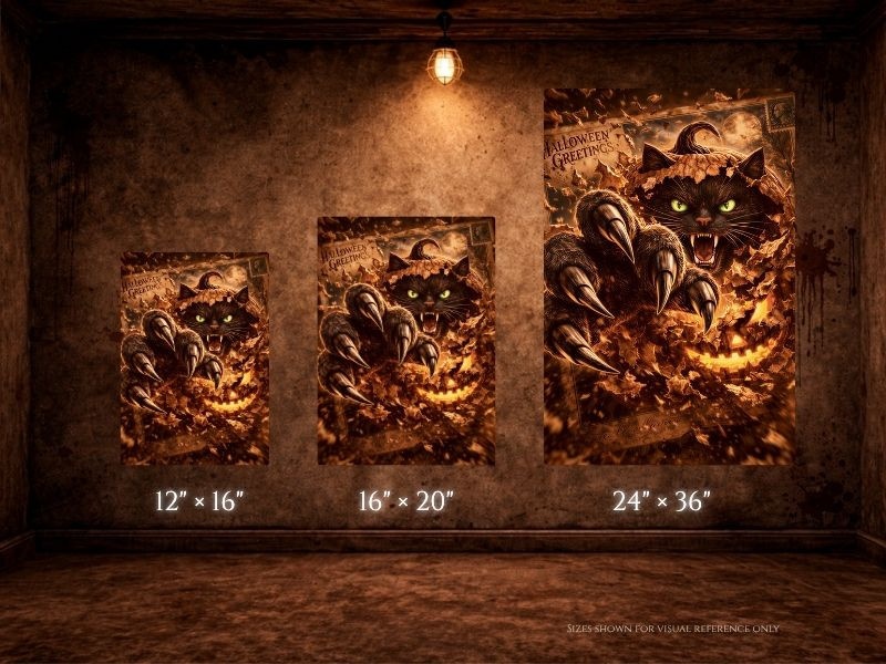 halloween canvas art black cat bursting from jack o lantern