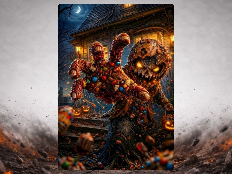 candy horror monster 3d illusion canvas with lunging hand halloween decor