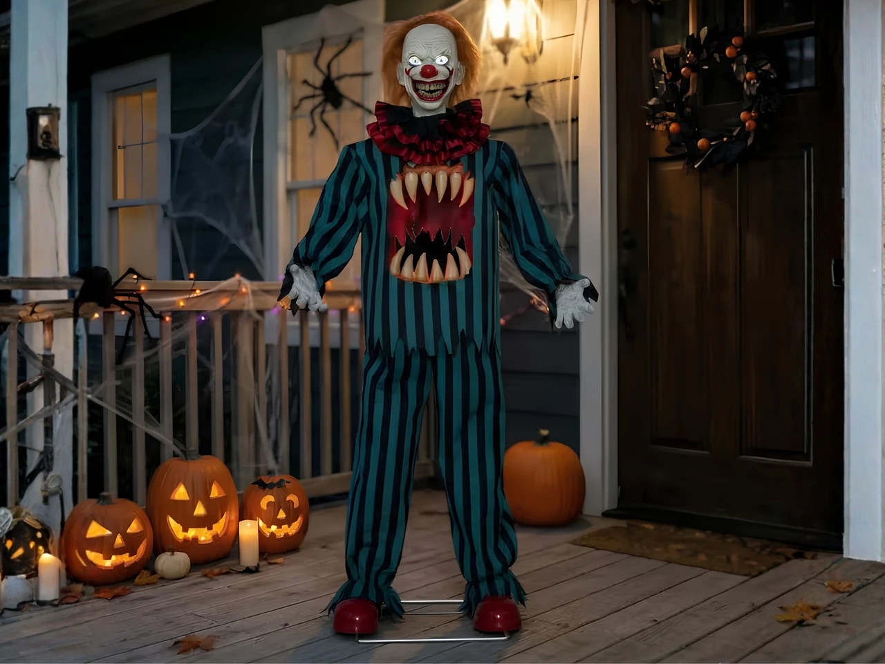 scary clown decoration metal haunted house display