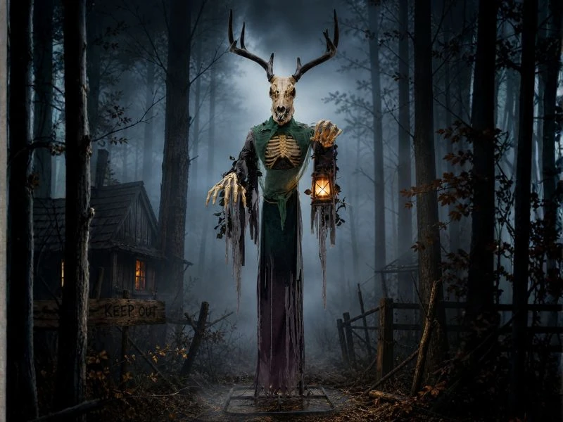 tall halloween yard decoration skeleton with horns