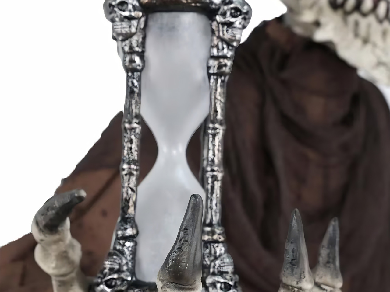 time demon halloween animatronic with light up hourglass and horns towering display