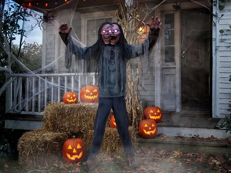 animated jack and jill zombie halloween decoration light up eyes