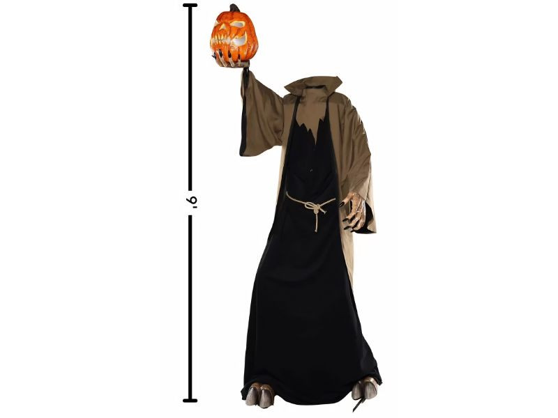 giant cloaked halloween animatronic with light up jack o lantern