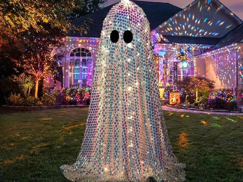 disco mosaic ghost halloween decoration tall iridescent ghost display
