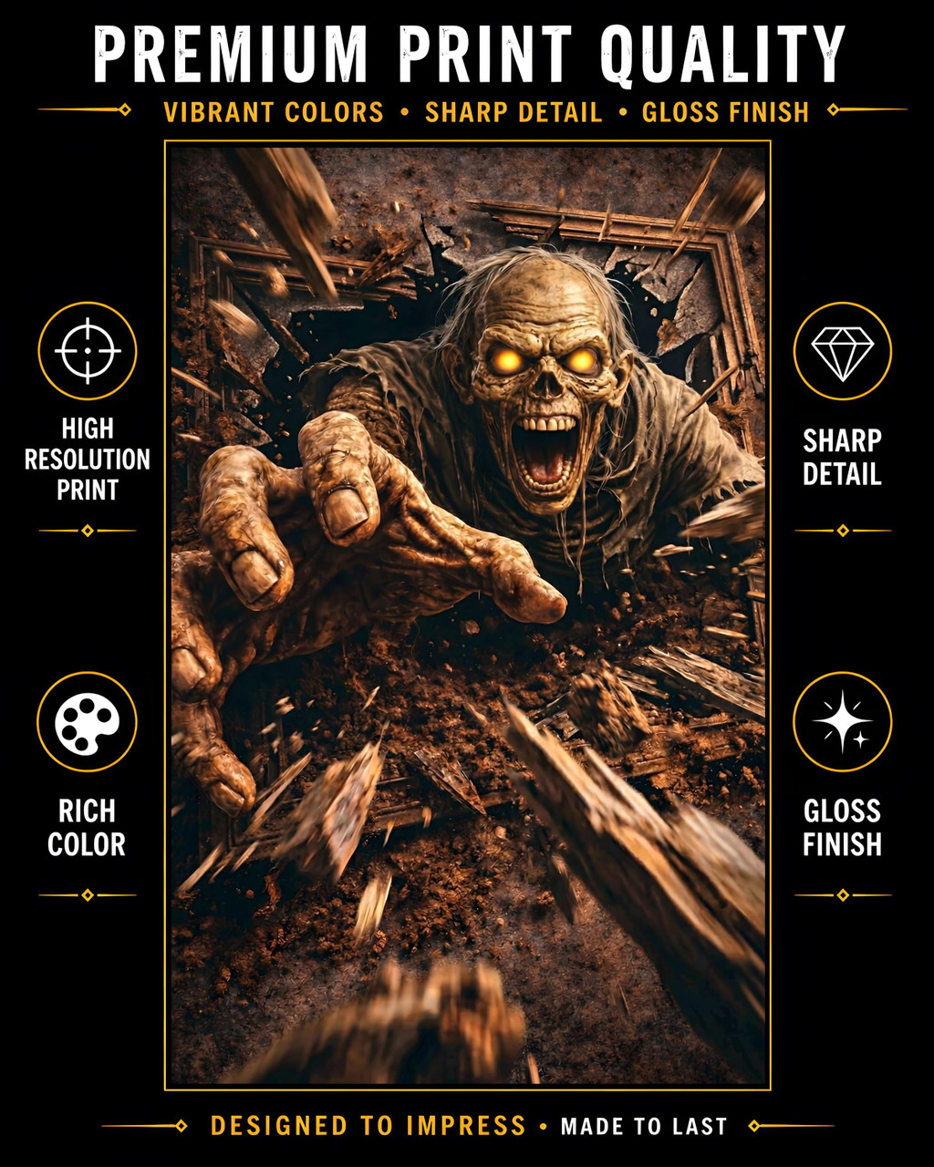 Zombie Monster Poster for Horror Rooms