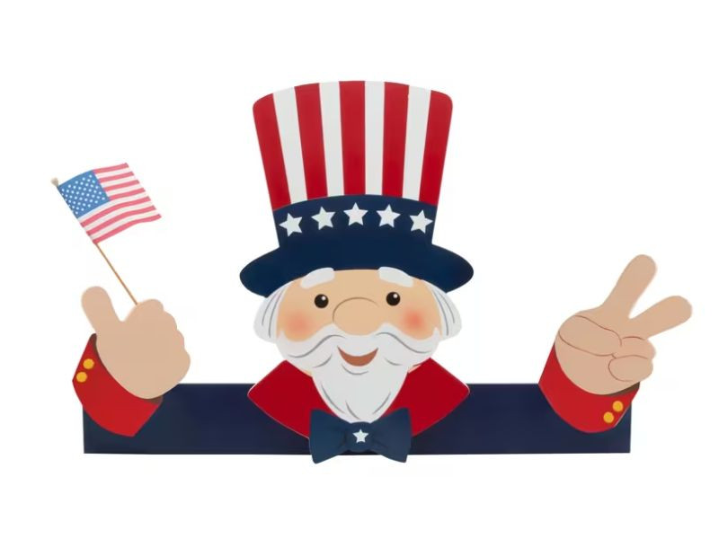 4th of july uncle sam yard decor peeking fence sign