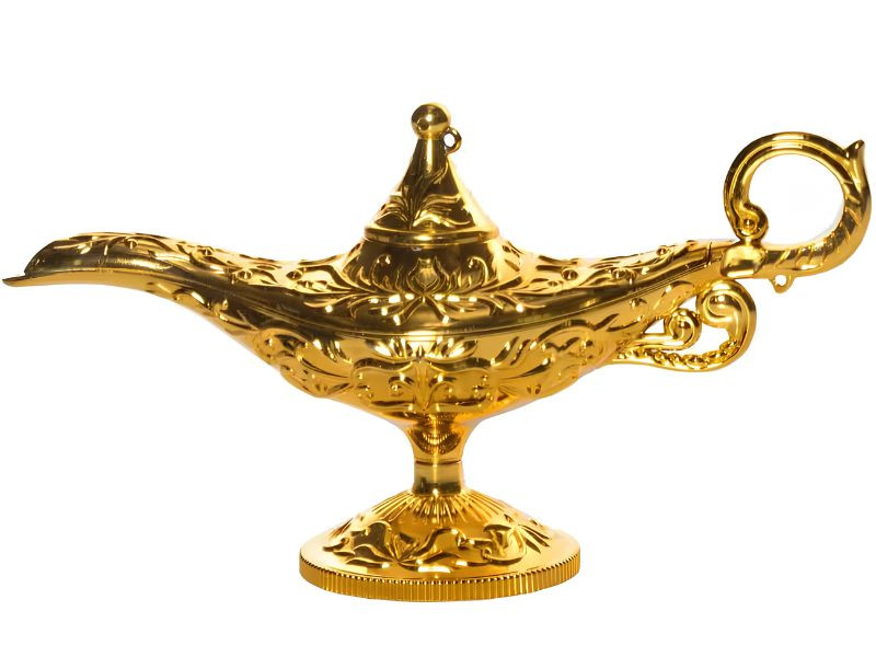 gold genie lamp costume accessory metallic prop