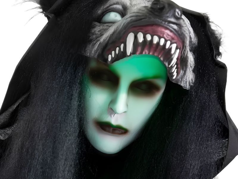 wolf lady animatronic pop up halloween prop outdoor