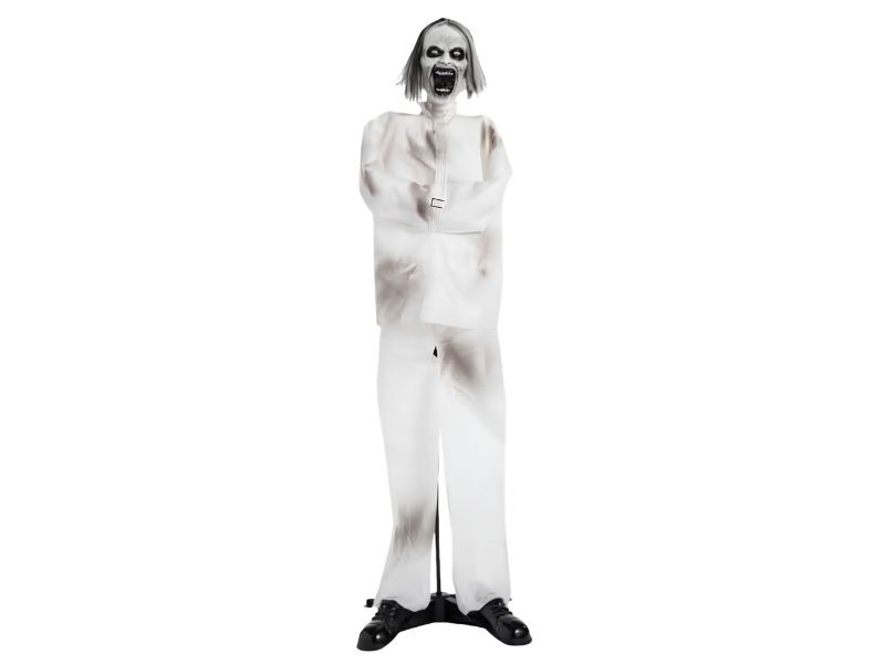 5 ft animated halloween psych patient prop with lights