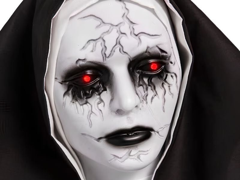 creepy standing nun halloween jump scare decoration