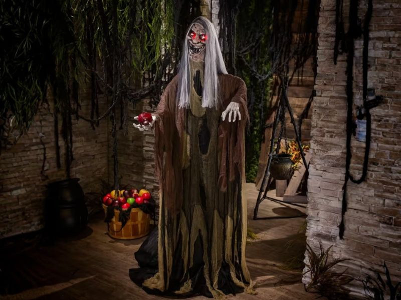animated light up standing witch halloween decoration