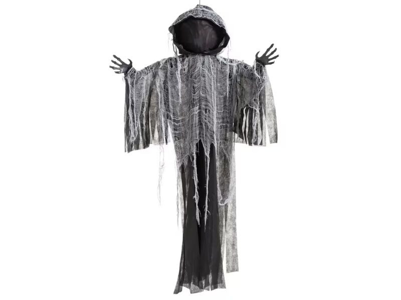 flaming pumpkin man animatronic hanging prop with sound