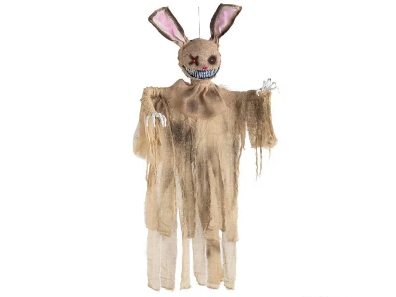 creepy hanging rabbit prop with sound Halloween decor
