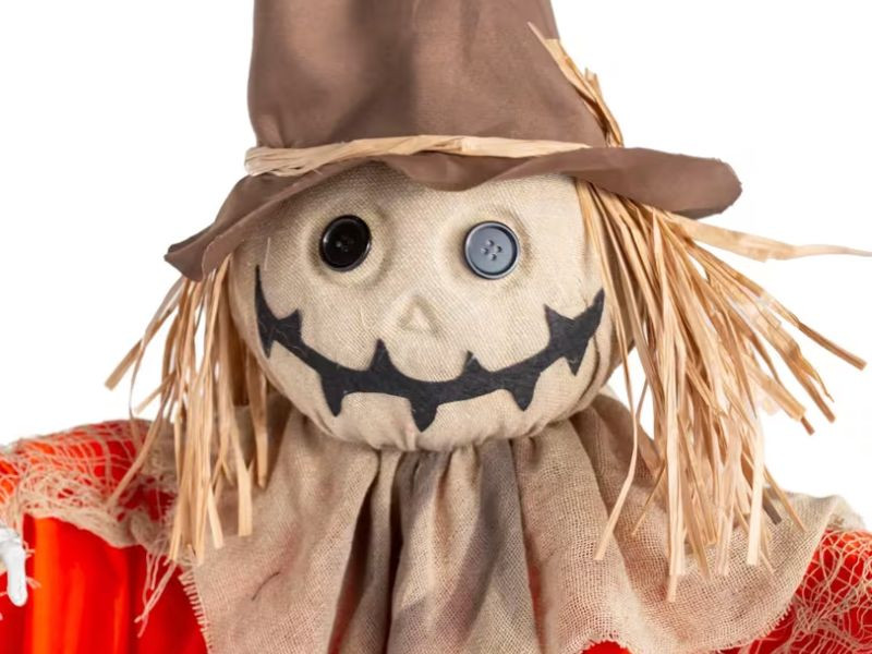 creepy pumpkin man shaking halloween prop