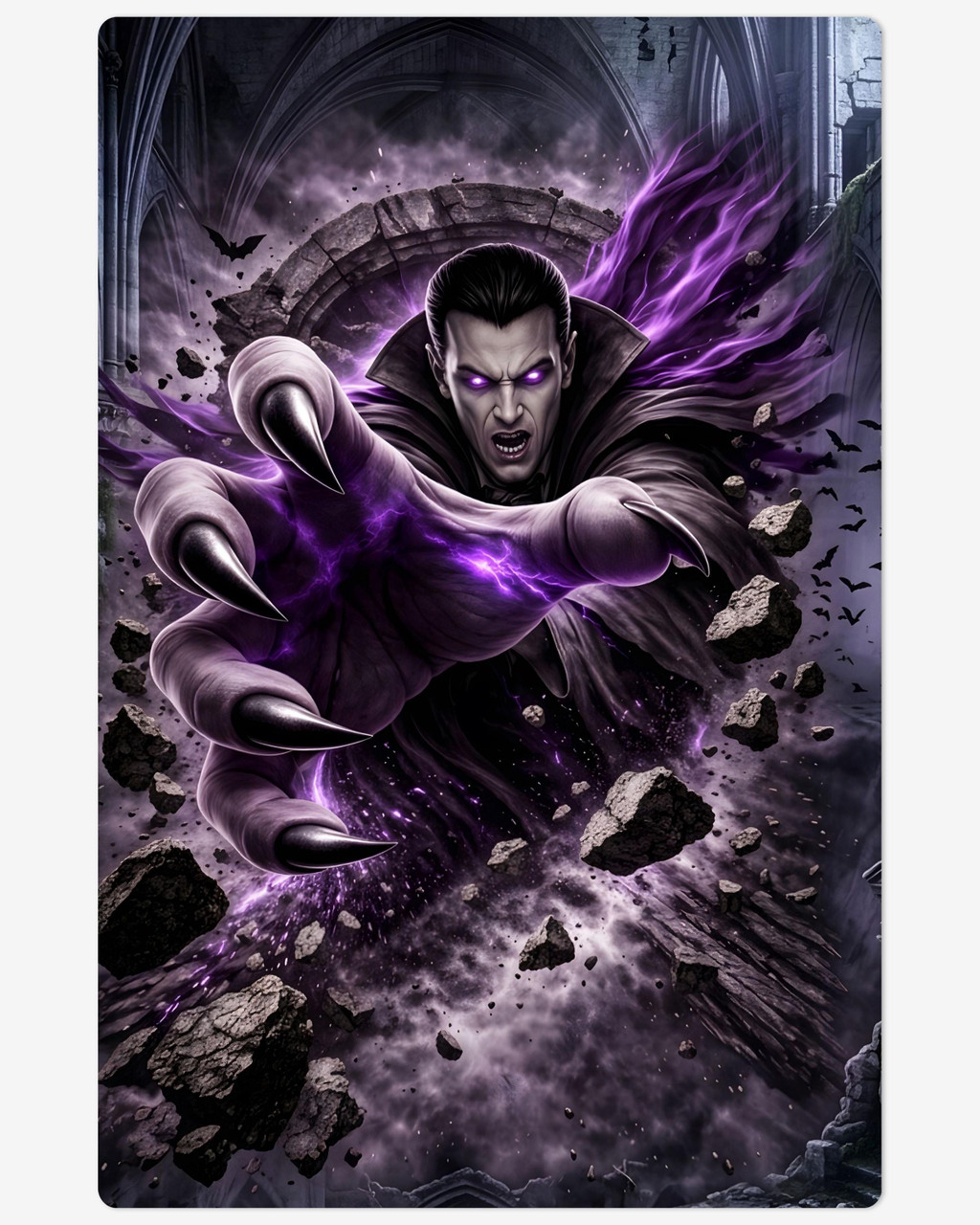 Dark vampire portrait art print featuring detailed gothic horror styling