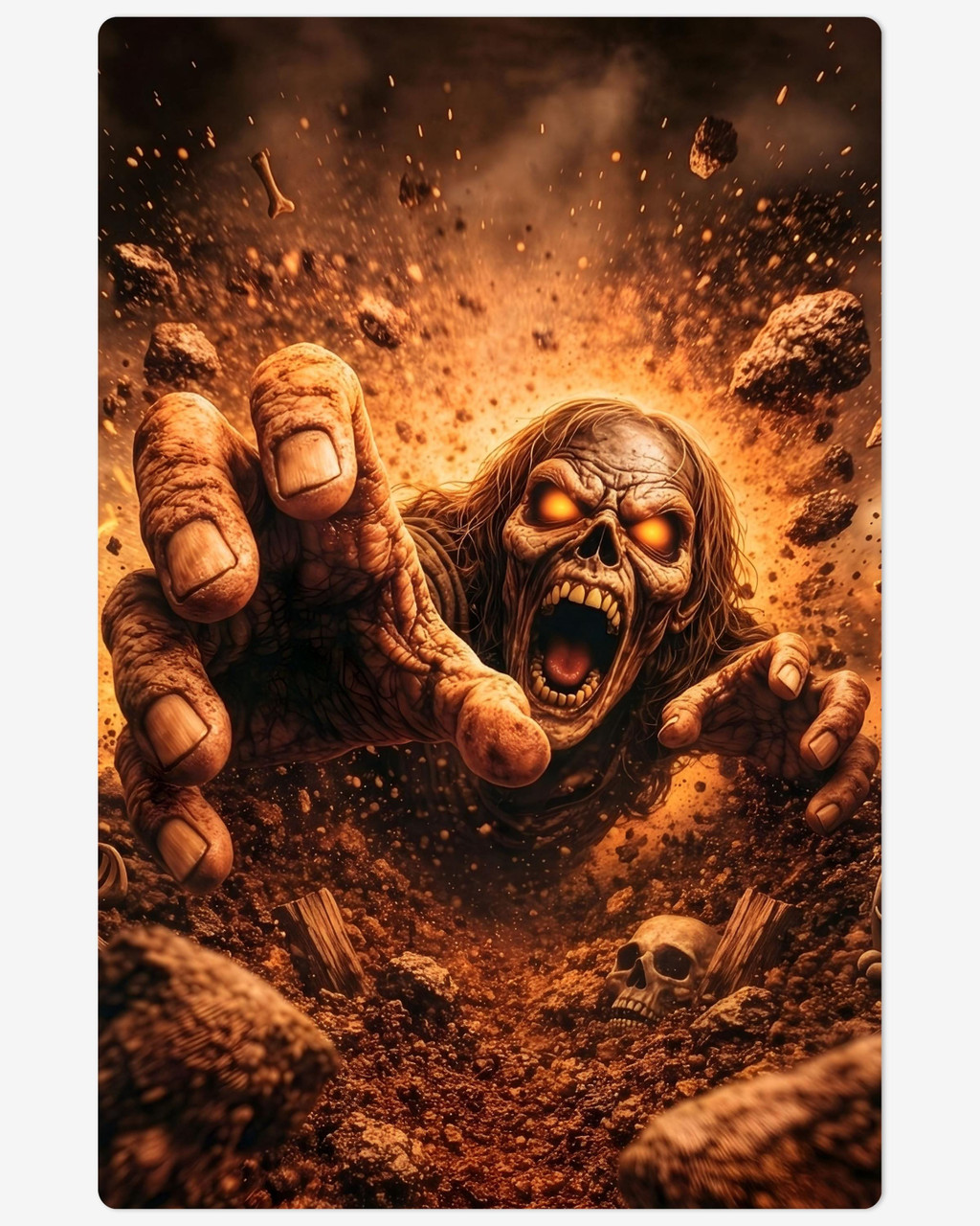Undead zombie horror artwork featuring detailed gothic monster design