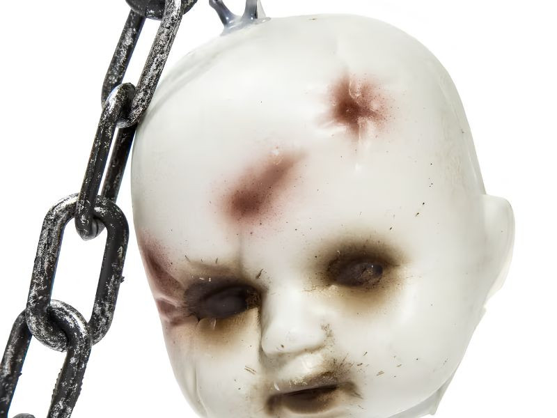 horror doll heads chain halloween decor