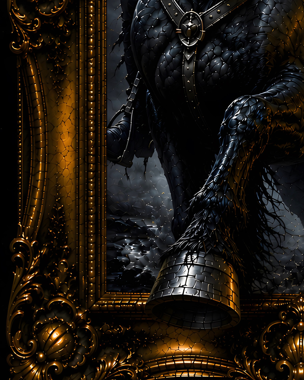 Headless Horseman riding through a moonlit gothic landscape