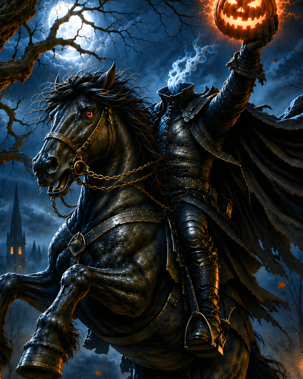 Framed gothic Halloween artwork for a dramatic hallway, mantel, or haunted room display