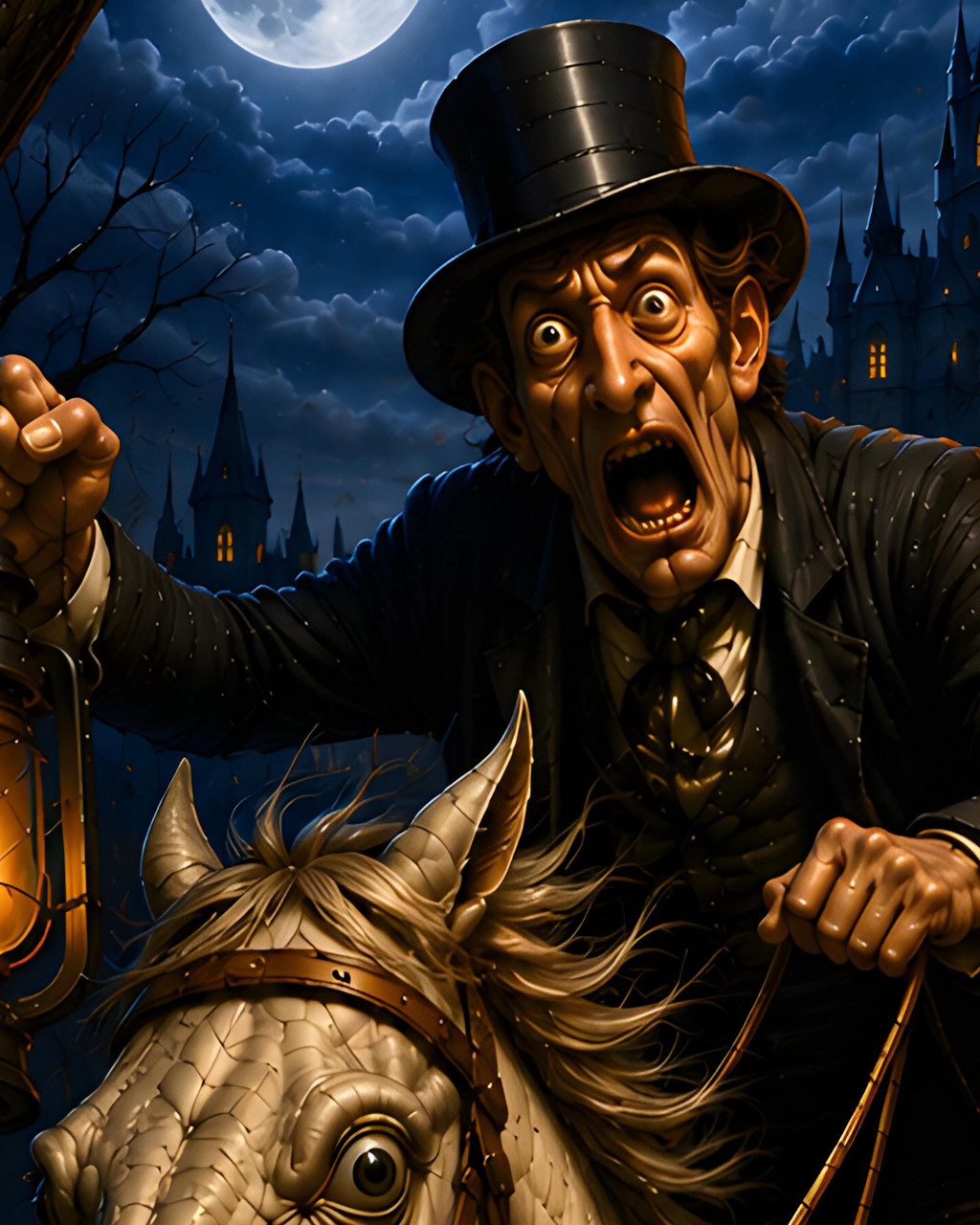 Framed Sleepy Hollow artwork displayed as elegant gothic living room wall décor