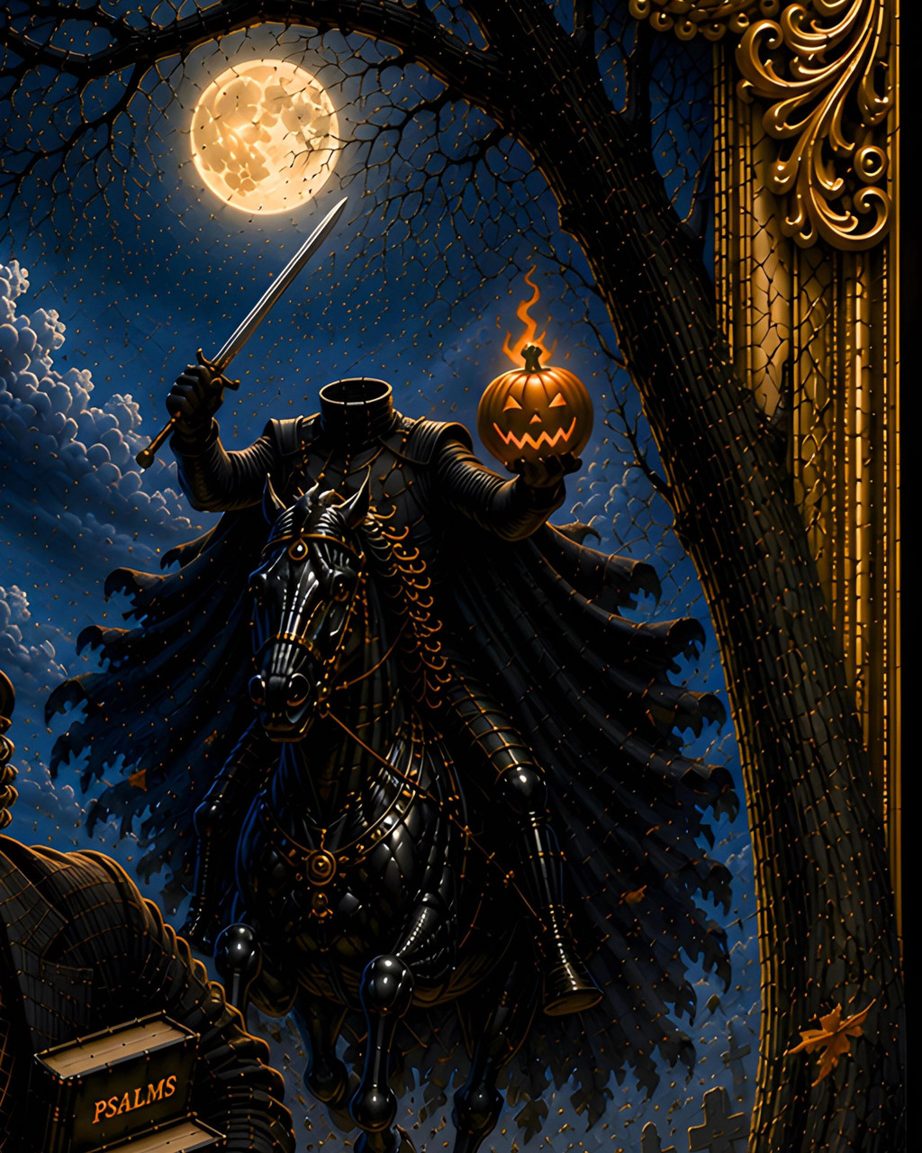 Framed horror art for haunted library, gothic hallway, or Halloween display wall