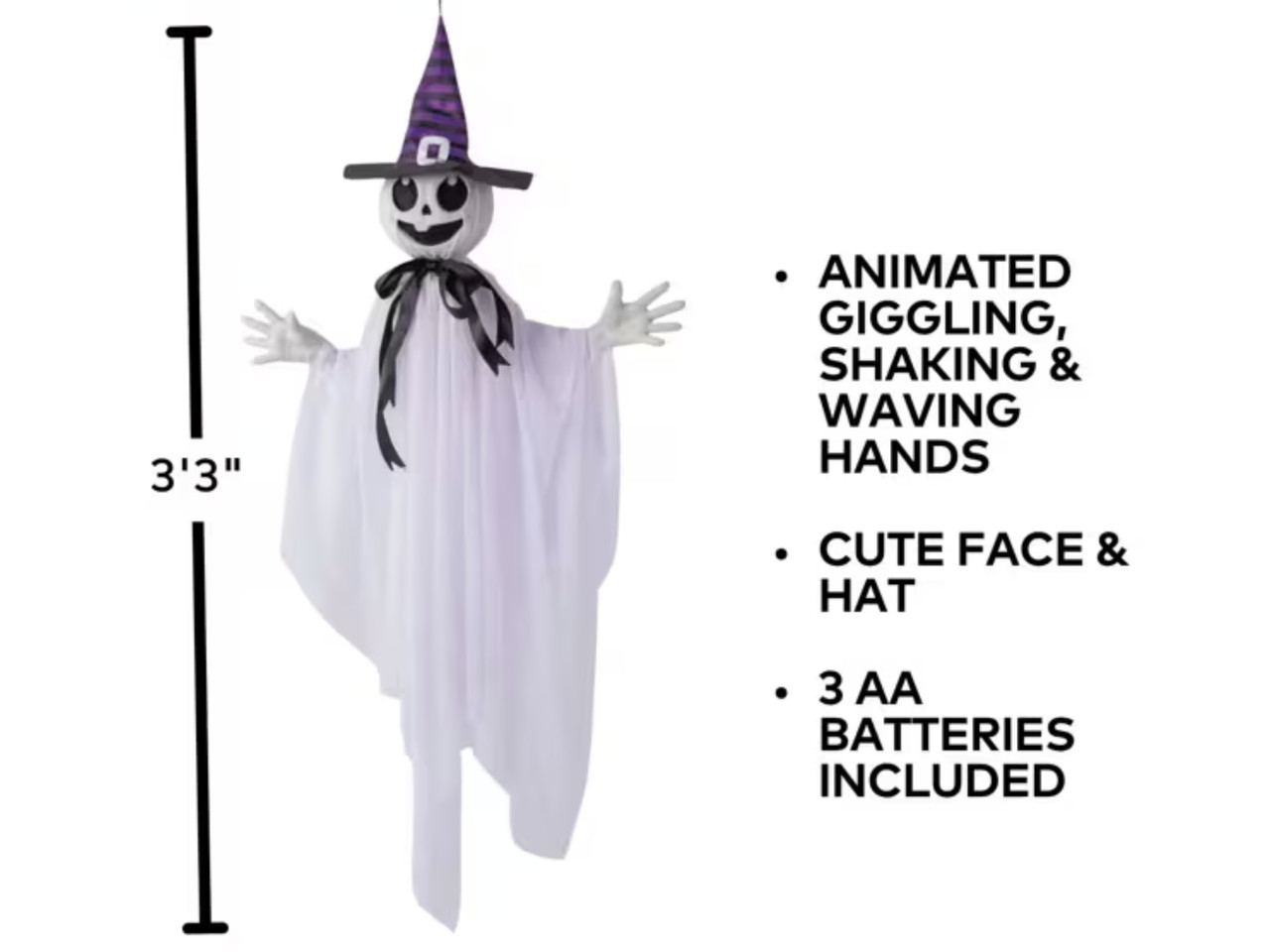 halloween ghost with witch hat and bow tie