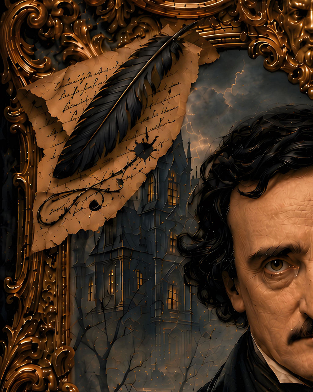 Collector poster print for Edgar Allan Poe fans seeking refined horror artwork with literary atmosphere