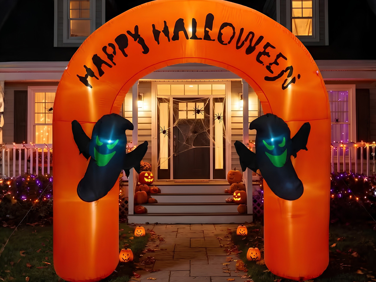 9 ft light-up Happy Halloween ghost arch inflatable outdoor decoration
