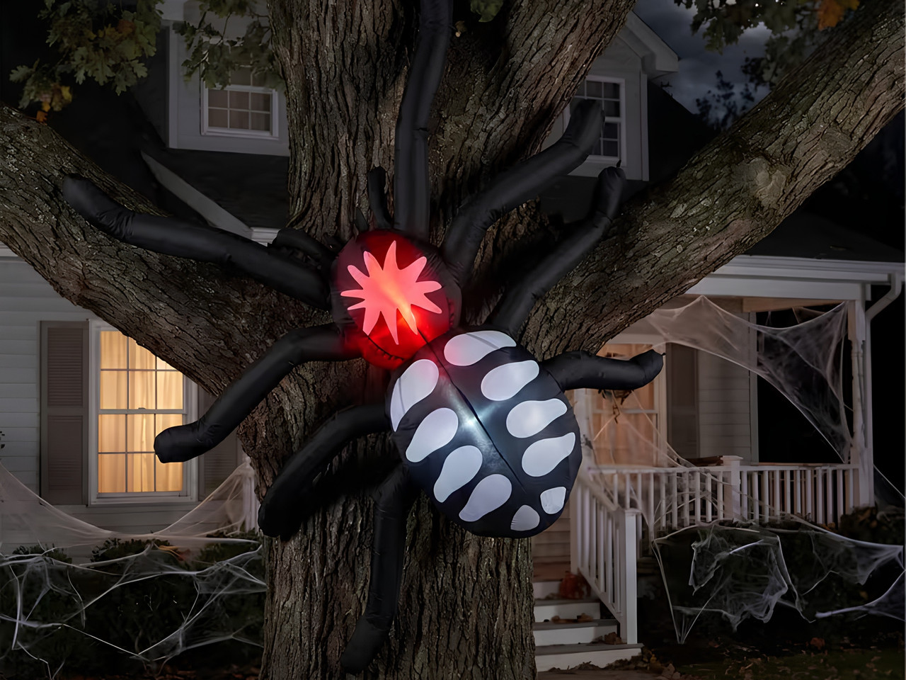 6 ft light-up black spider Halloween yard inflatable