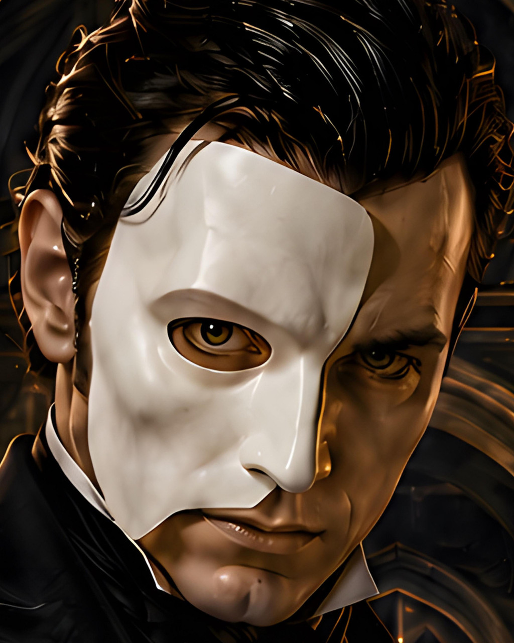 Halloween gothic art print for fans of masked romance, theatrical horror, and elegant dark wall decor