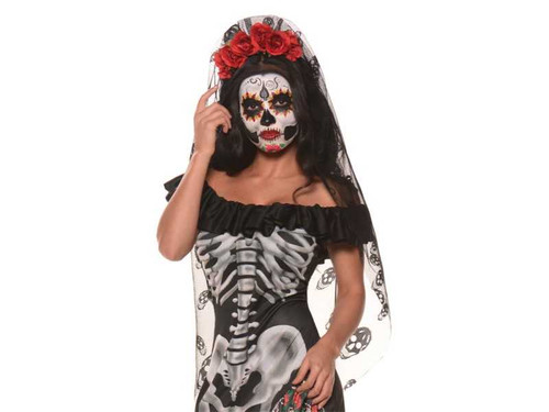 Day Of The Dead Mantilla Skull Lace Veil