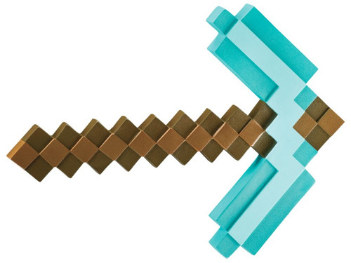 Ready to battle Creepers and dig for resources? In the hit video game, Minecraft, the pickaxe is an essential tool and this accessory brings it to life! The pixel detailing makes it look just like the video game weapon. This Minecraft accessory is made out of lightweight plastic so you can take it everywhere. It is 15.75" long, and 12" wide. Mine away!! This is an officially licensed Minecraft product.