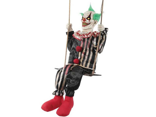 creepy swinging clown decoration glowing eyes