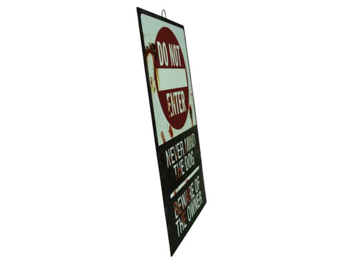 horror warning sign prop with blood stains