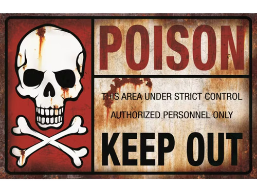 metal poison warning sign distressed halloween decor