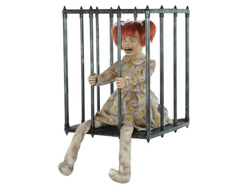 animated screaming caged kid walk around halloween prop
