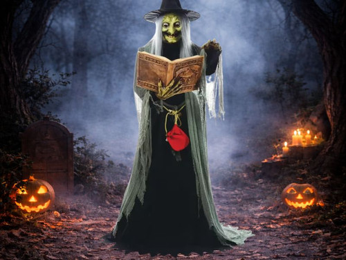 life size animated witch halloween decoration for party or yard display