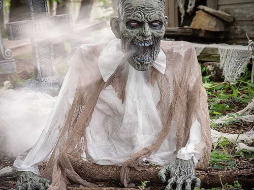 zombie groundbreaker prop with fog machine connection