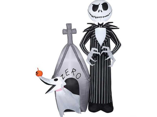 jack skellington inflatable with zero dog led lights
