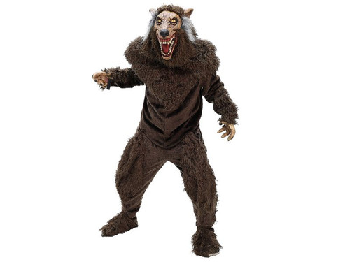 adult werewolf Halloween costume for men snarling under full moon adult werewolf Halloween costume for men snarling under full moon