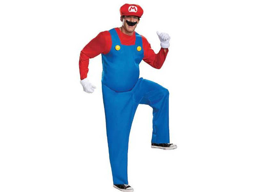 Mens Deluxe Mario Bros Mario Costume Medium 38-40