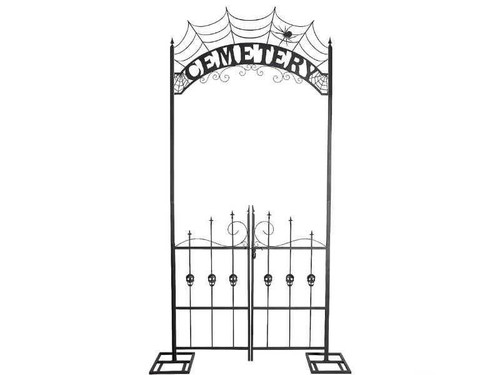 8.5 ft cemetery archway gate Halloween decoration isolated on white background