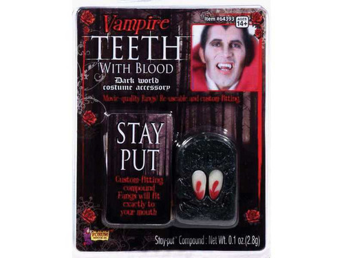 Vampire Dracula Fangs With Blood