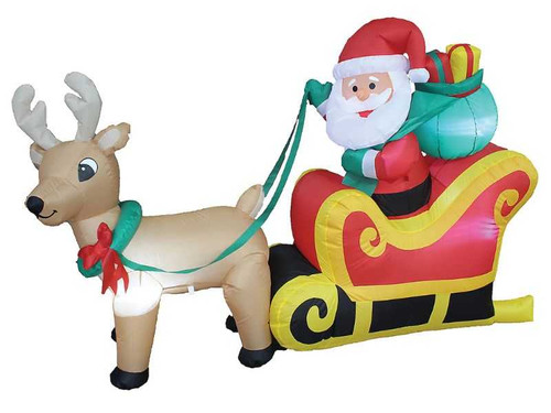 Inflatable Santa On Sleigh With Reindeer