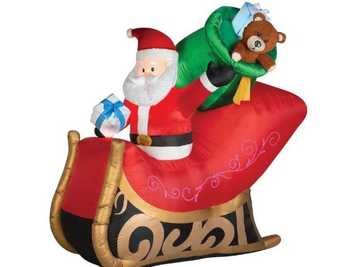 Blow-Up Inflatable Santa Sleigh with Built-In LED Lights 77"