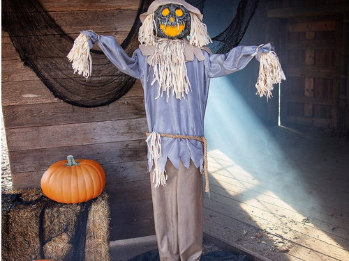 6 Ft. Standing Animated Ghoulish Scarecrow Pumpkin