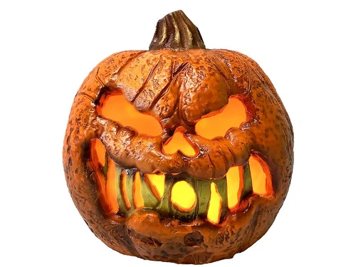 Rotten Flaming Pumpkin With Timer 8"