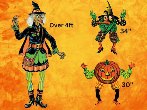 Vintage Halloween Witch Goblin Pumpkin Cutouts