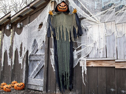 7ft Light Up Hanging Big Pumpkin Head