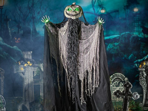 Standing Green Eyed Pumpkin Man, 5 1/2 Ft Tall